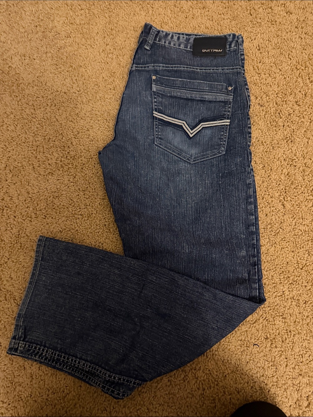 Buffalo David Bitton Dark Blue Denim Jeans with Black Patch